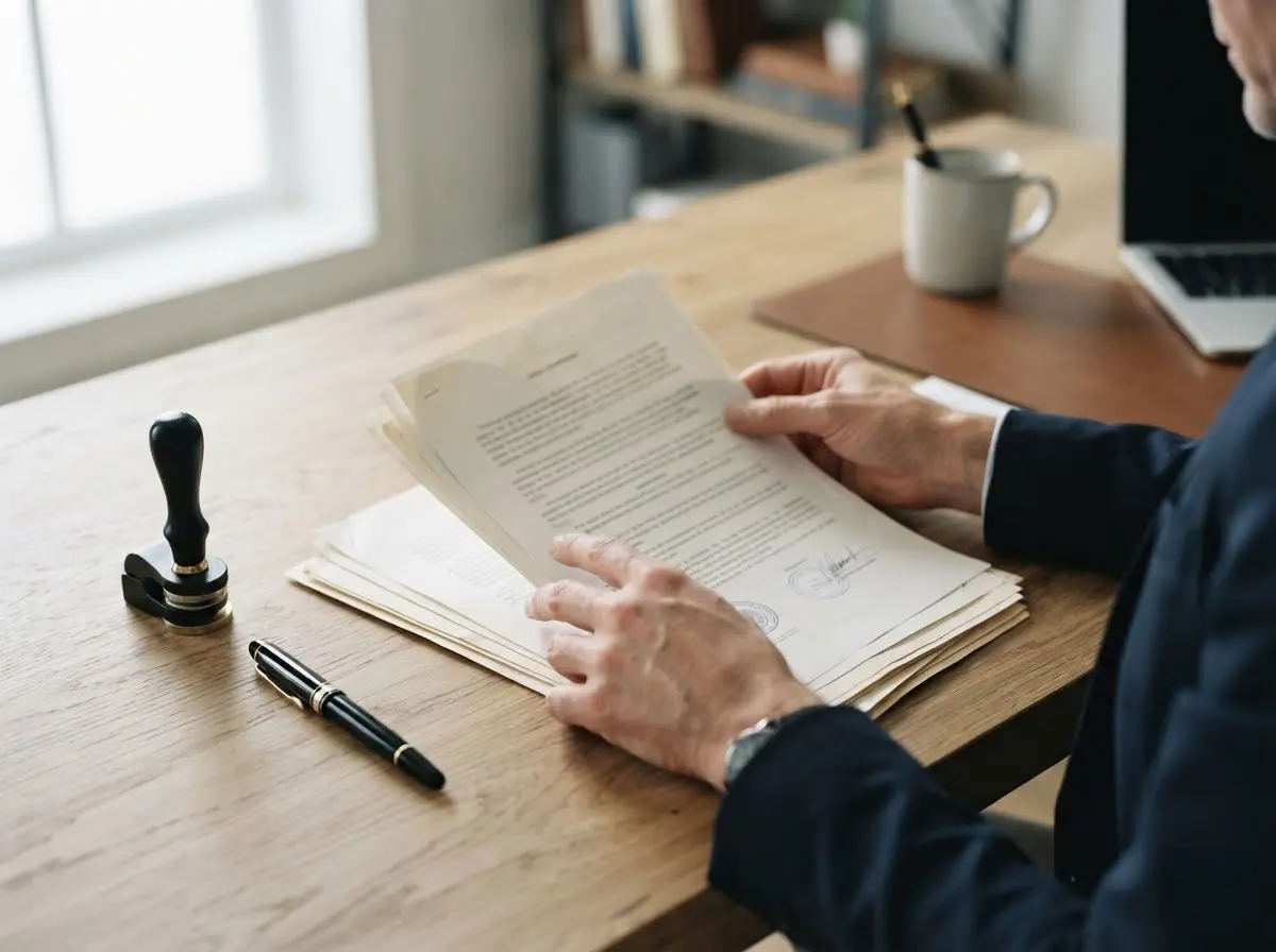 Person reviewing certified document translation for legal records and compliance.
