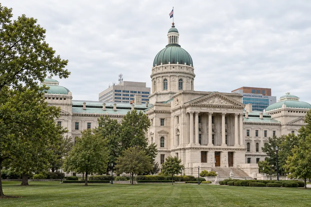 The Indiana Statehouse in downtown Indianapolis