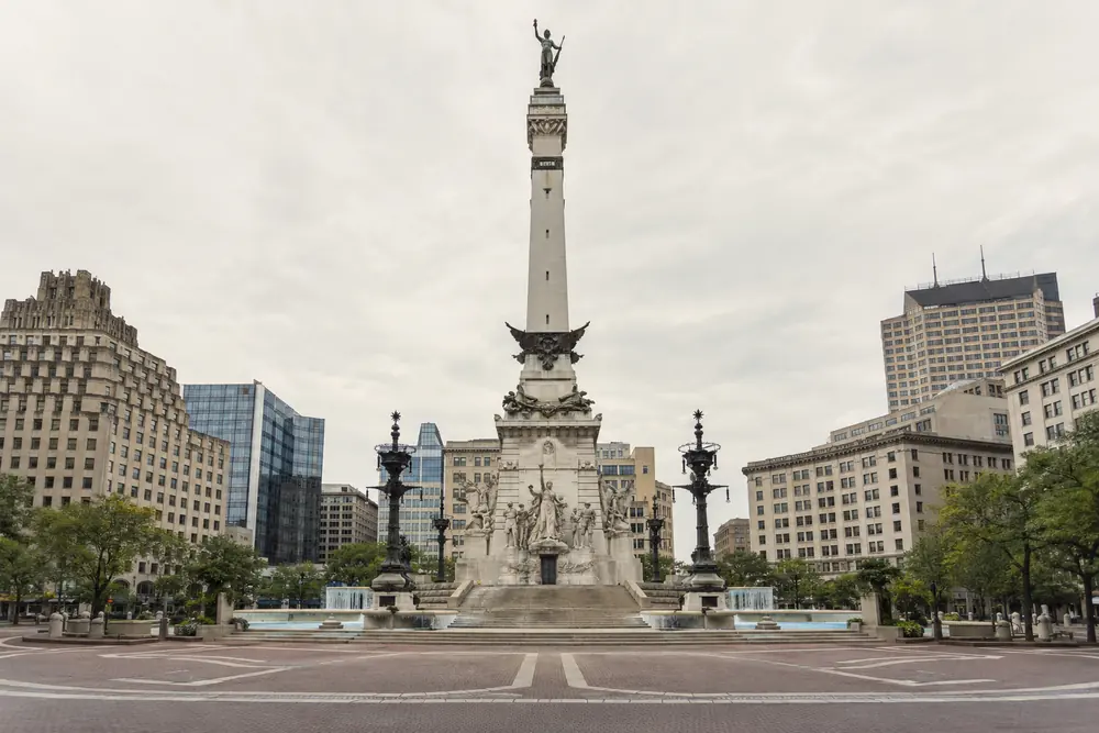 The Soldiers' and Sailors' Monument at the centre of Monument Circle, Indianapolis