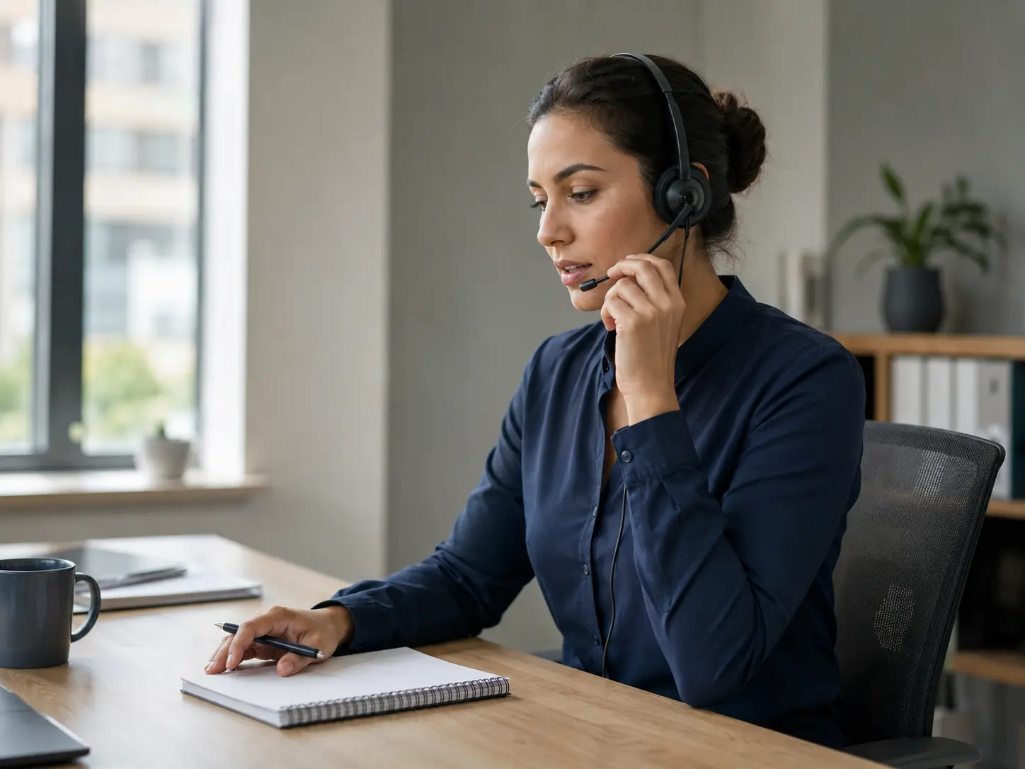 Professional interpreter providing audio-only language support by phone